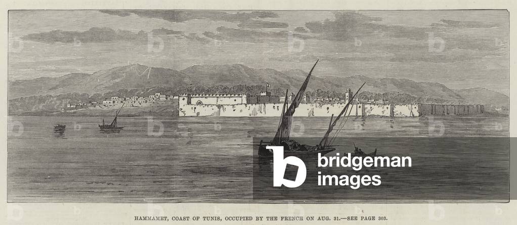 Hammamet, Coast of Tunis, occupied by the French on 31 August (engraving)
