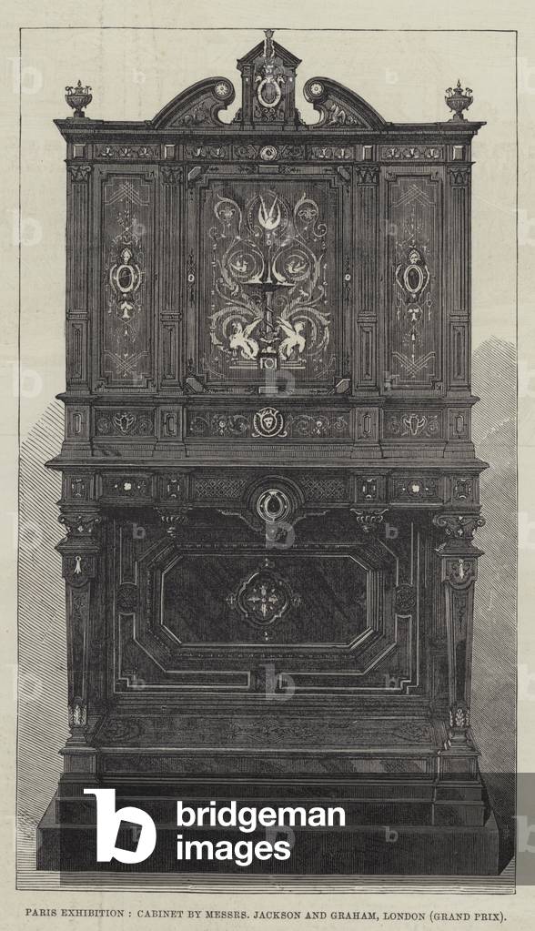 Paris Exhibition, Cabinet by Messers Jackson and Graham, London, Grand Prix (engraving)