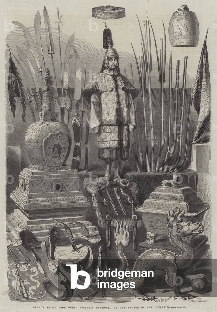 French Spoils from China recently exhibited at the Palace of the Tuileries (engraving)