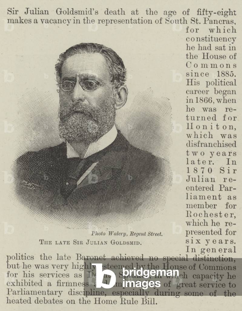 The late Sir Julian Goldsmid (engraving)