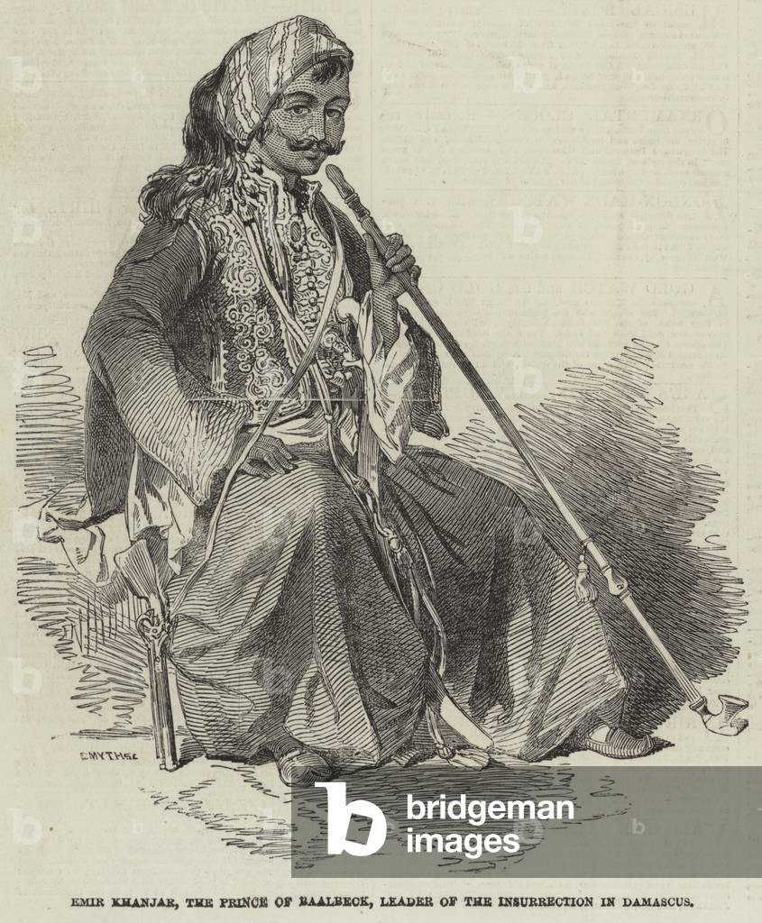 Emir Khanjar, the Prince of Baalbeck, Leader of the Insurrection in Damascus (engraving)