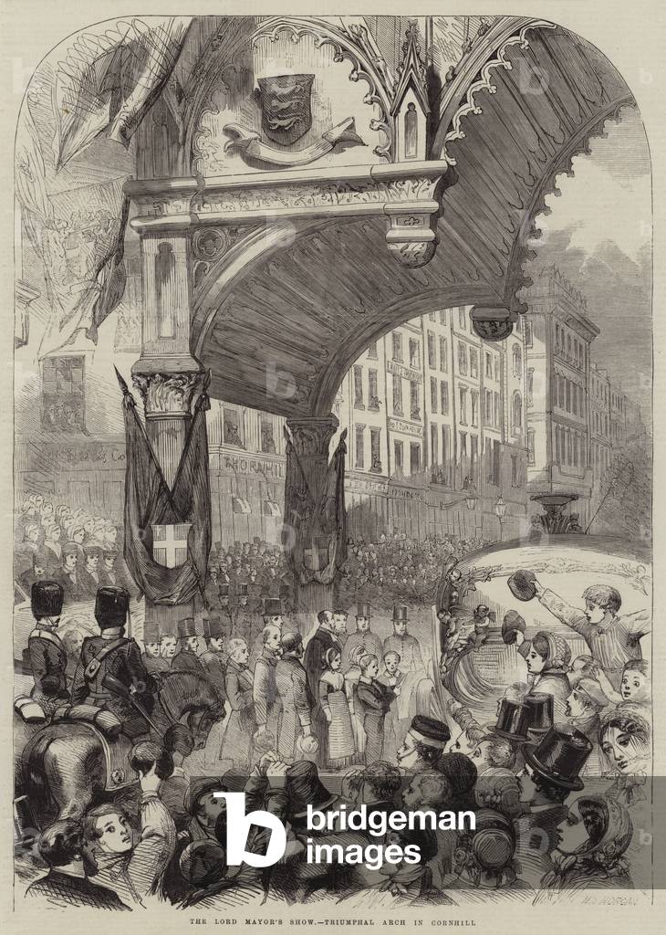 The Lord Mayor's Show, Triumphal Arch in Cornhill (engraving)