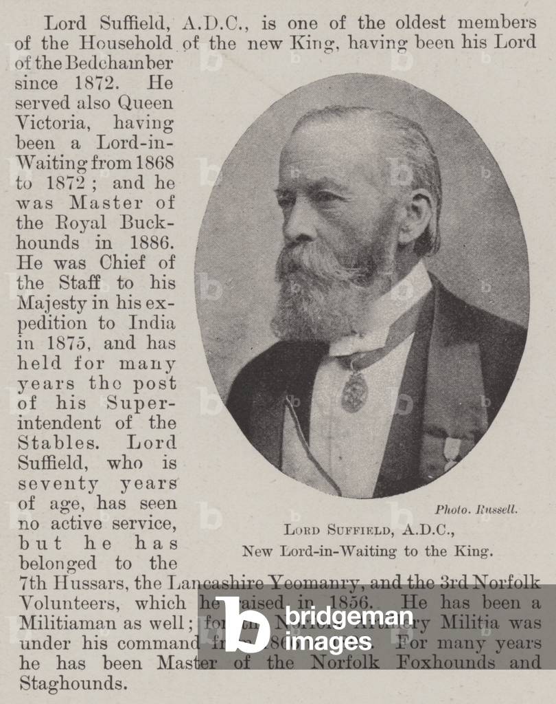 Lord Suffield, ADC, New Lord-in-Waiting to the King (b/w photo)