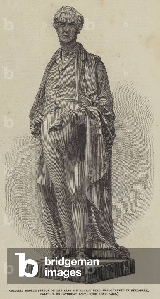 Colossal Bronze Statue of the late Sir Robert Peel, inaugurated in Peel-Park, Salford, on Saturday Last (engraving)