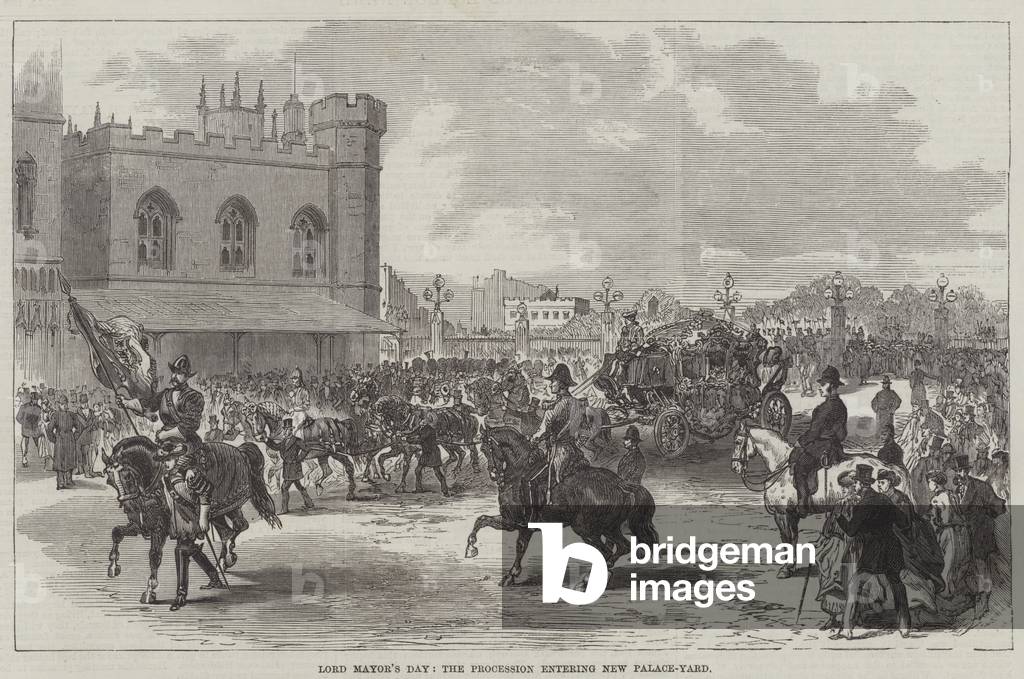 Lord Mayor's Day, the Procession entering New Palace-Yard (engraving)