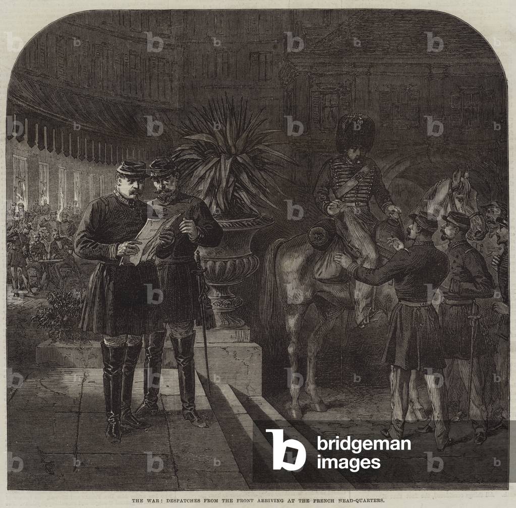 The War, Despatches from the Front arriving at the French Head-Quarters (engraving)