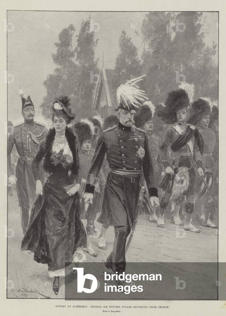 Sunday at Aldershot, General Sir Redvers Buller returning from Church (litho)
