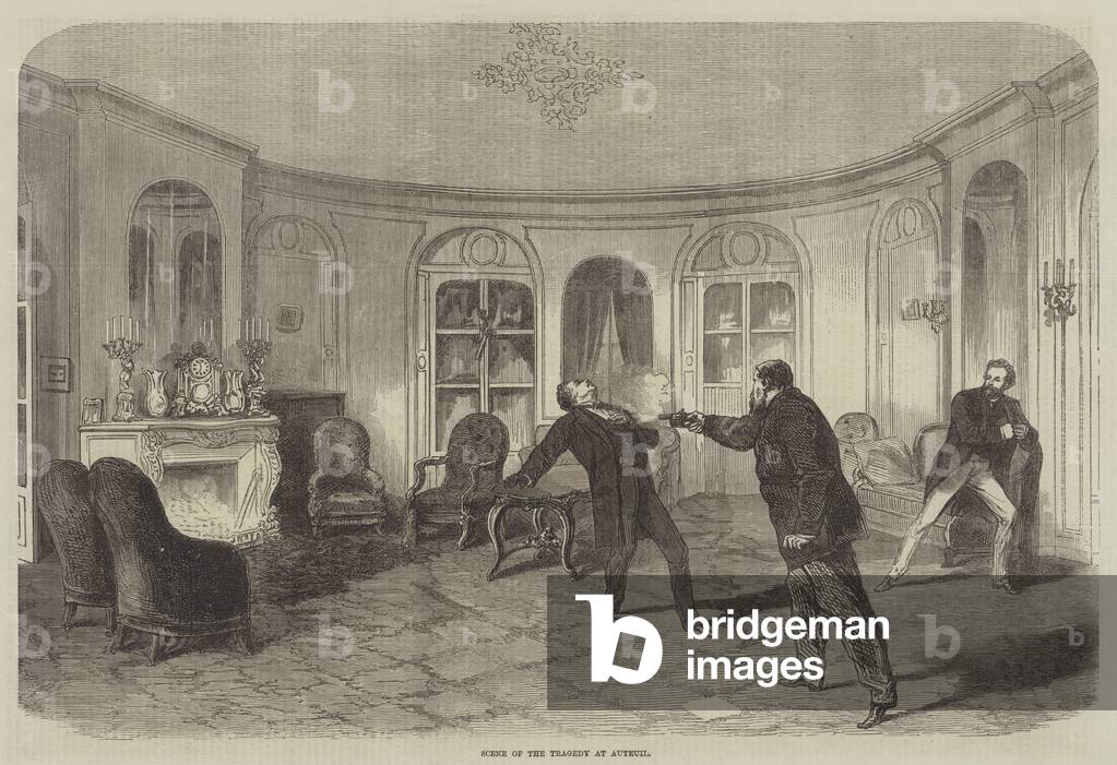 Scene of the Tragedy at Auteuil (engraving)
