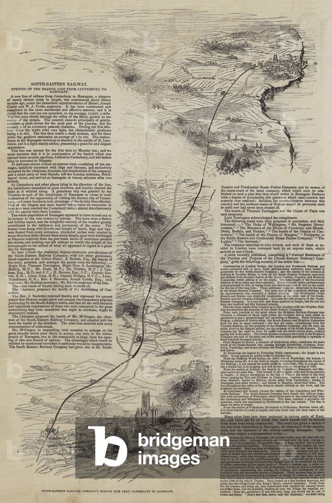 South-Eastern Railway, Opening of the Branch Line from Canterbury to Ramsgate (engraving)