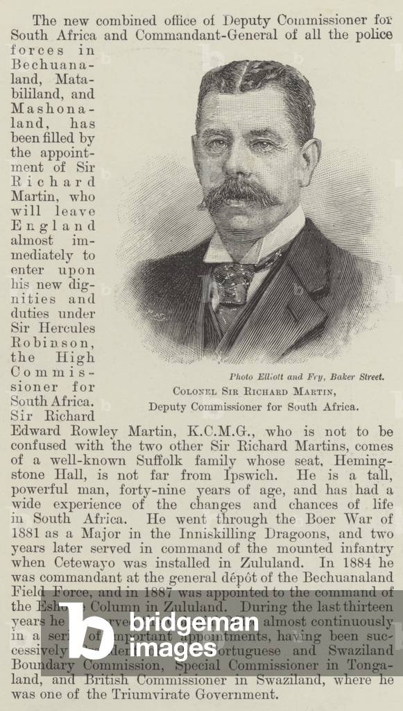 Colonel Sir Richard Martin, Deputy Commissioner for South Africa (engraving)