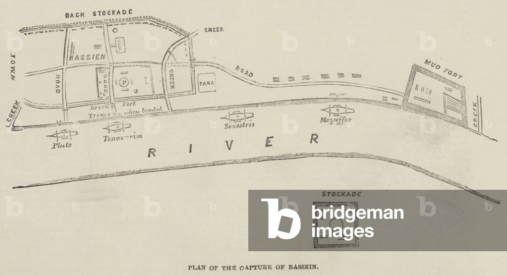 Plan of the Capture of Bassein (engraving)