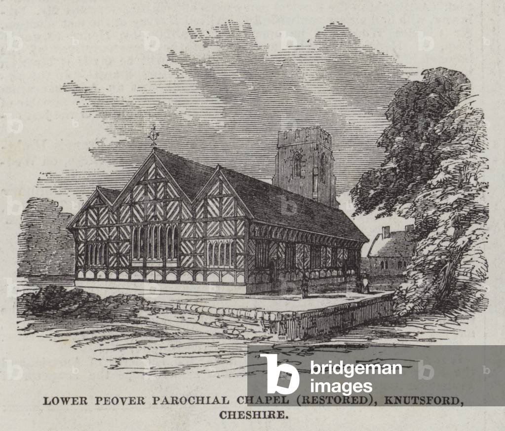Lower Peover Parochial Chapel (restored), Knutsford, Cheshire (engraving)
