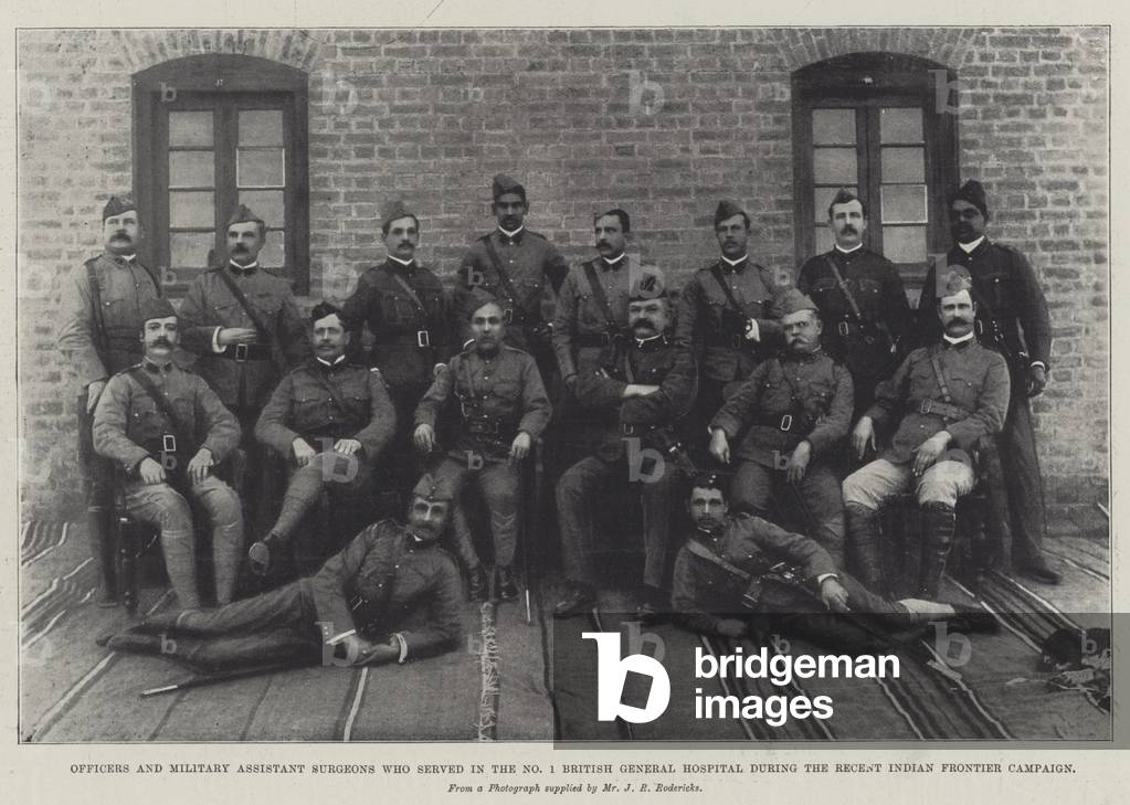Officers and Military Assistant Surgeons who served in the No 1 British General Hospital during the Recent Indian Frontier Campaign (engraving)