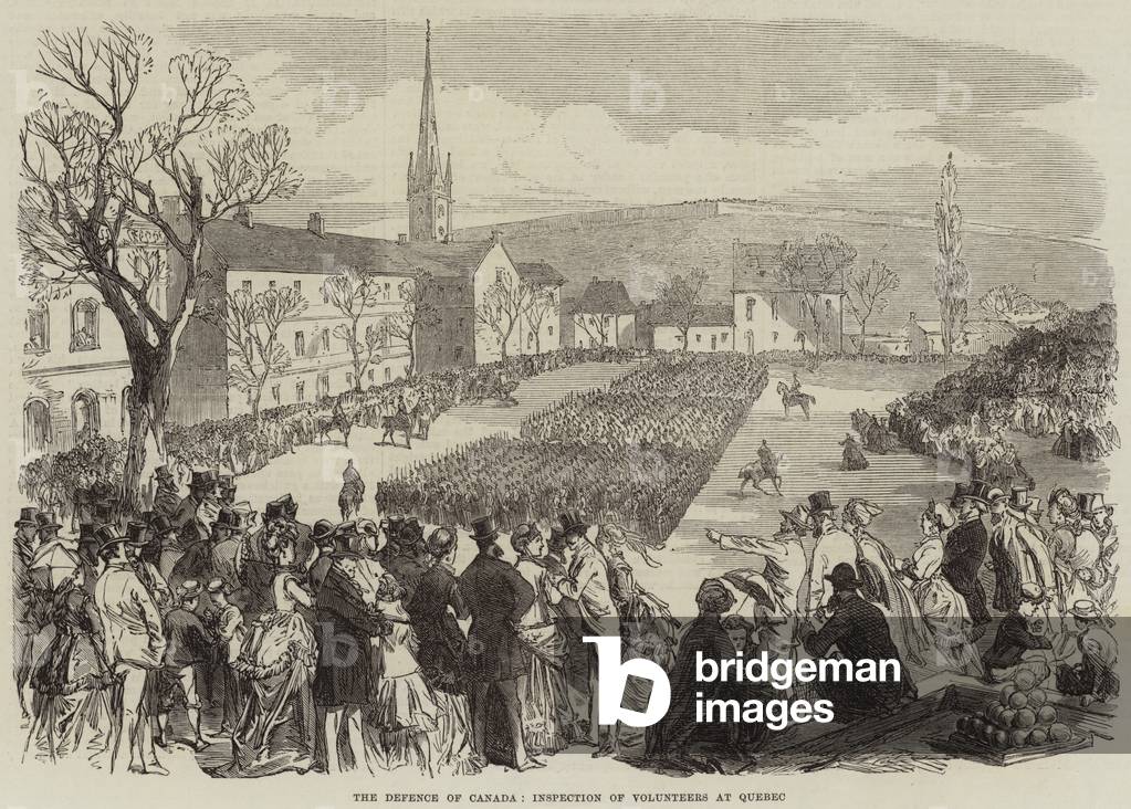 The Defence of Canada, Inspection of Volunteers at Quebec (engraving)