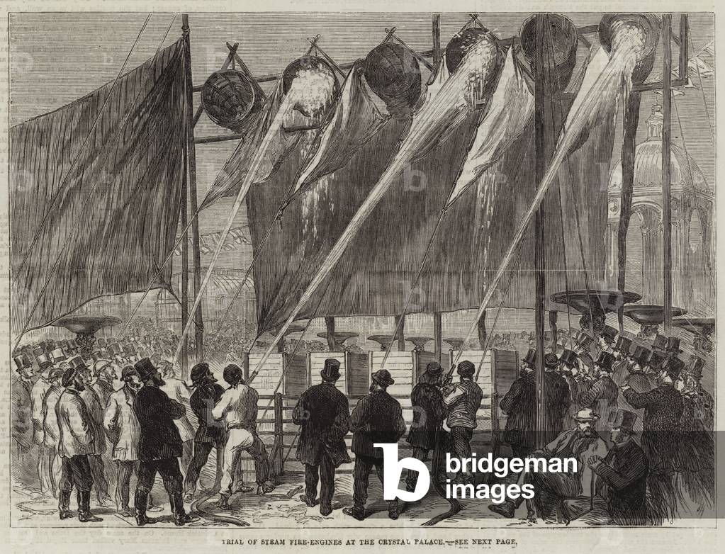 Trial of Steam Fire-Engines at the Crystal Palace (engraving)