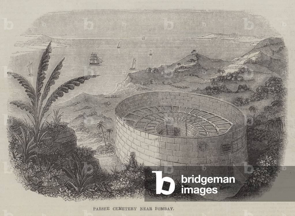 Parsee Cemetery near Bombay (engraving)