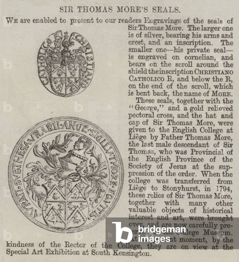 Sir Thomas More's Seals (engraving)
