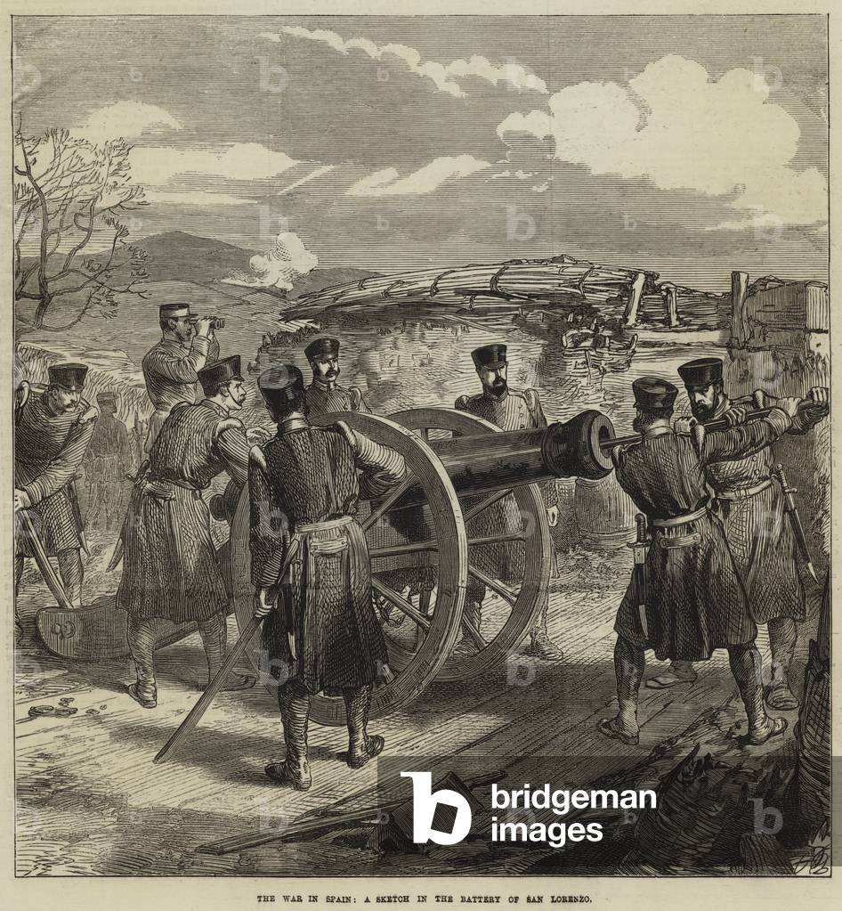 The War in Spain, a Sketch in the Battery of San Lorenzo (engraving)