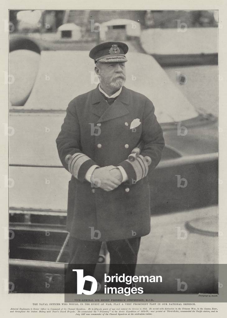 Vice Admiral Sir Henry Frederick Stephenson, KCB, the Naval Officer who would, in the Event of War, play a Very Prominent Part in Our National Defence (b/w photo)