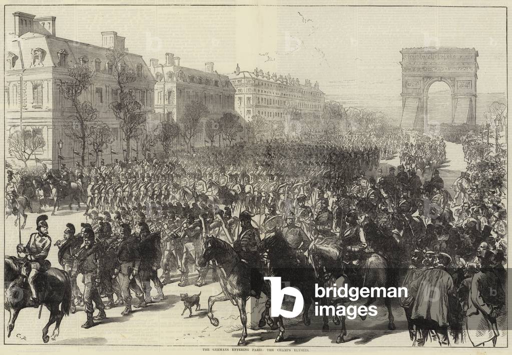 The Germans entering Paris, the Champs Elysees (engraving)