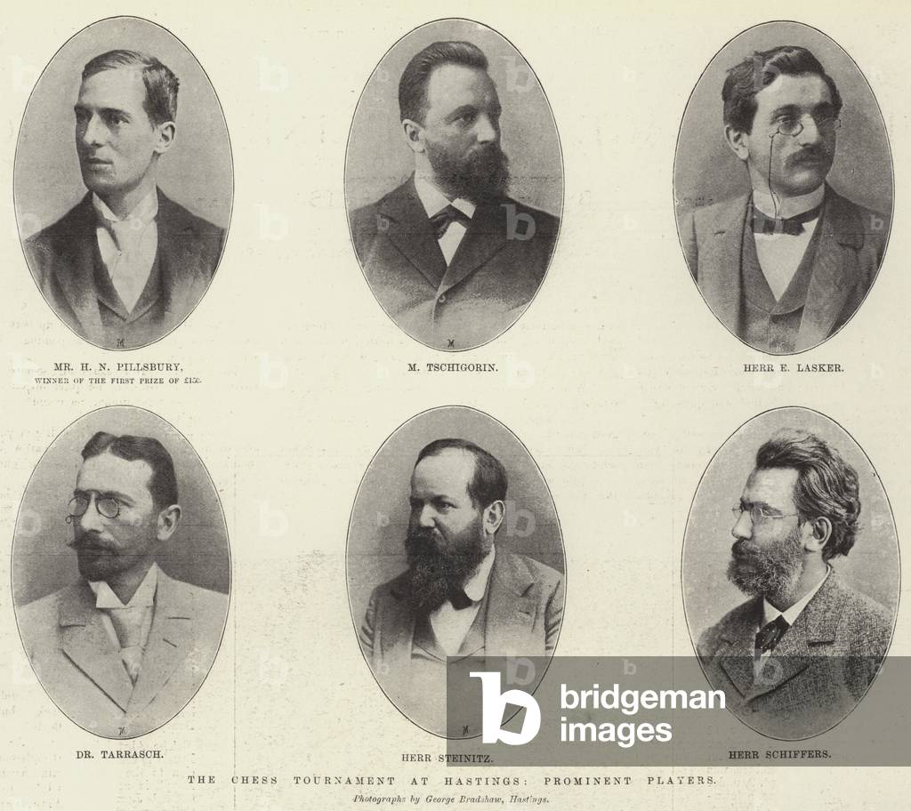 The Chess Tournament at Hastings, Prominent Players (b/w photo)
