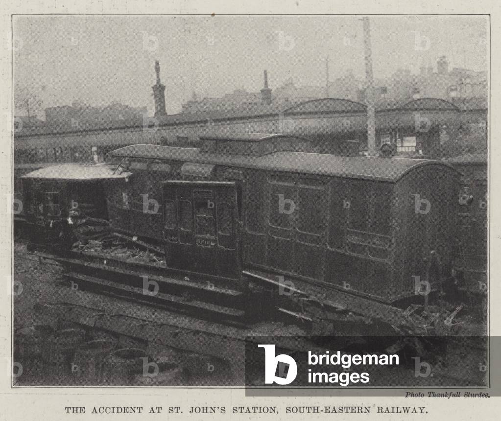 The Accident at St John's Station, South-Eastern Railway (b/w photo)