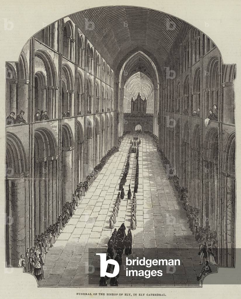 Funeral of the Bishop of Ely, in Ely Cathedral (engraving)