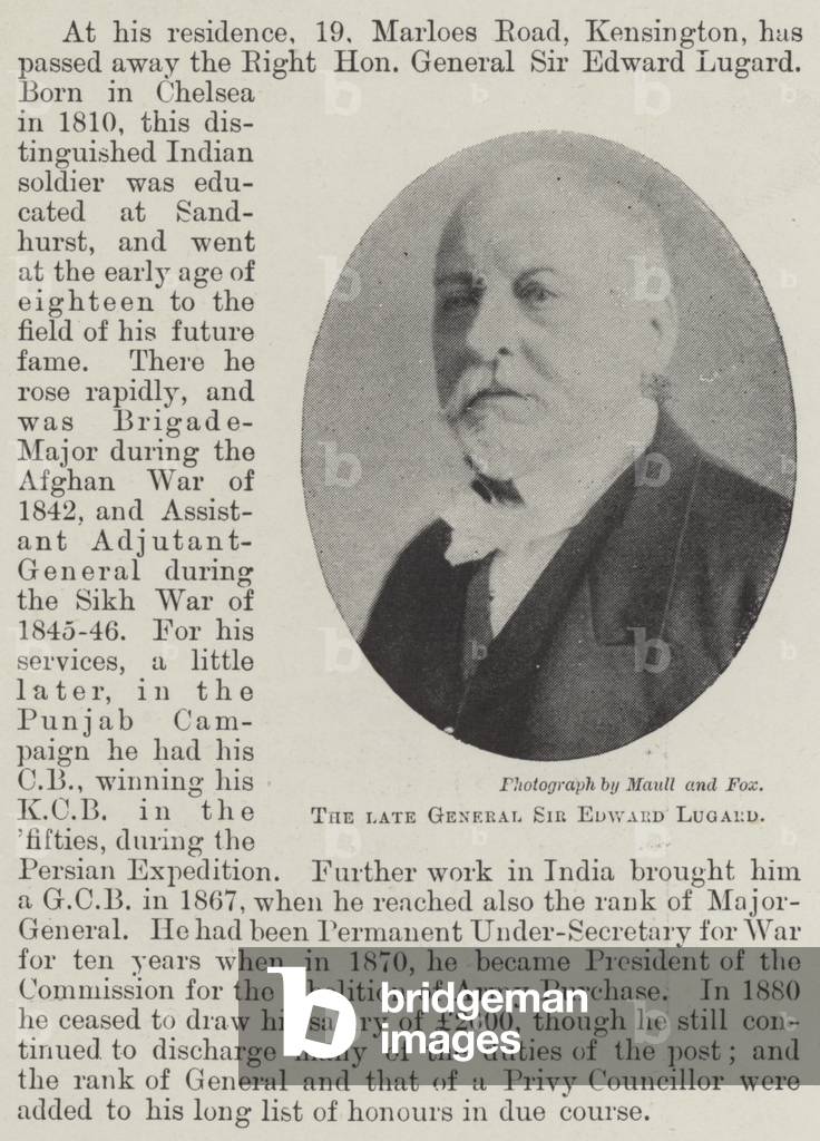 The late General Sir Edward Lugard (b/w photo)