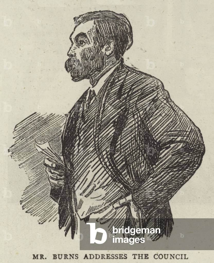 Mr Burns addresses the Council (engraving)