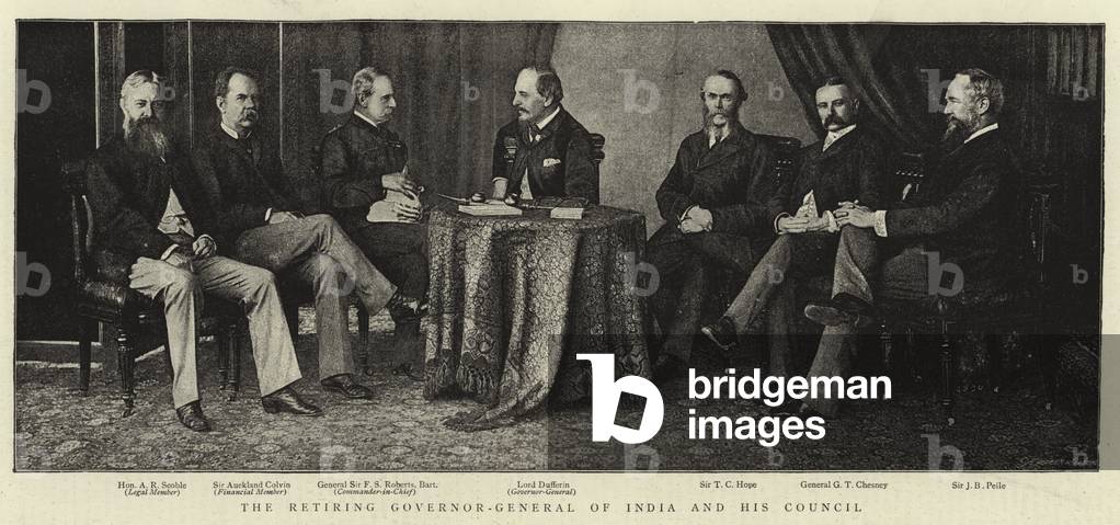 The Retiring Governor-General of India and his Council (b/w photo)