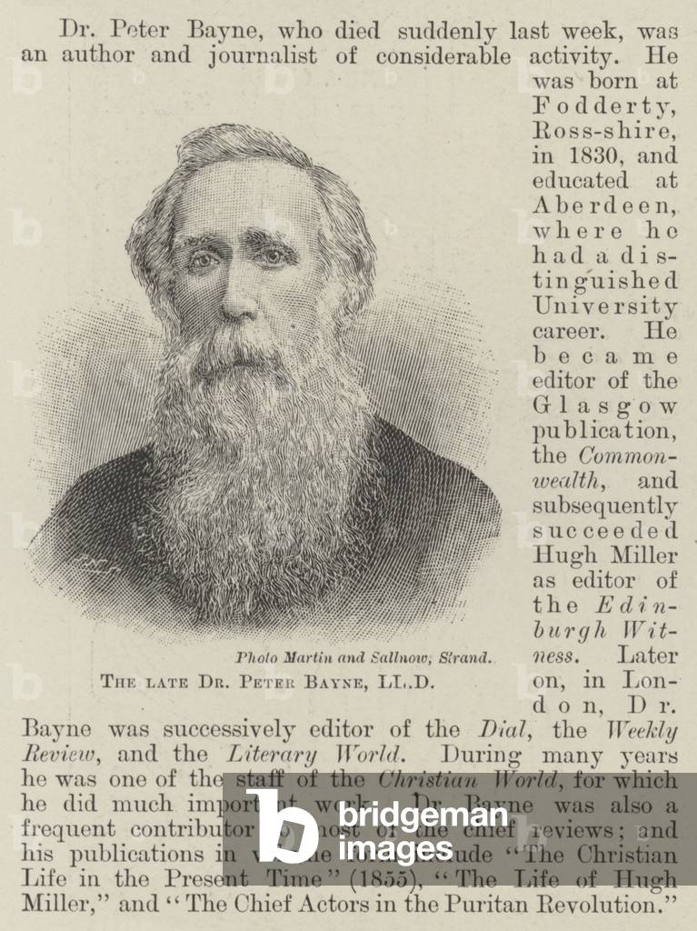 The late Dr Peter Bayne, LLD (engraving)
