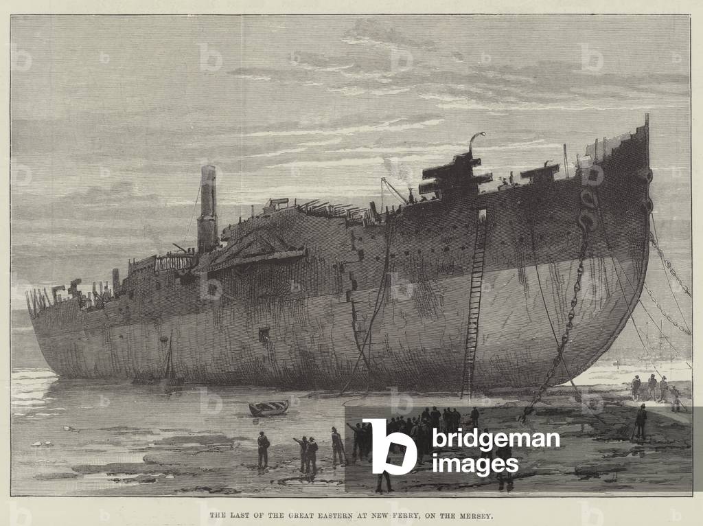 The Last of the Great Eastern at New Ferry, on the Mersey (engraving)