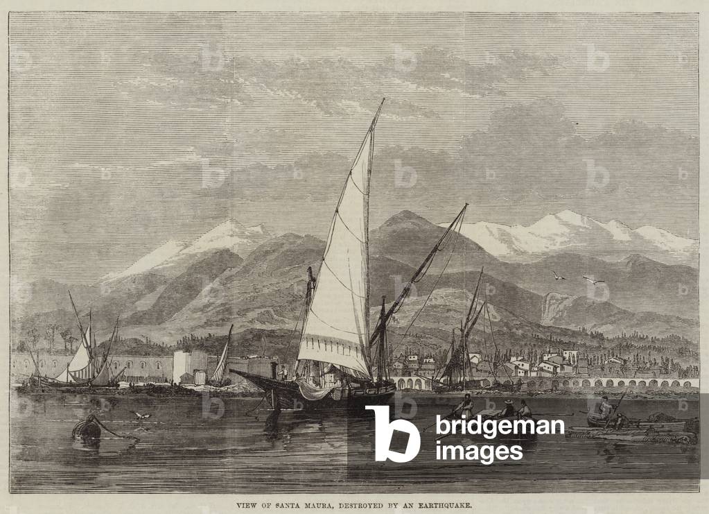 View of Santa Maura, destroyed by an Earthquake (engraving)