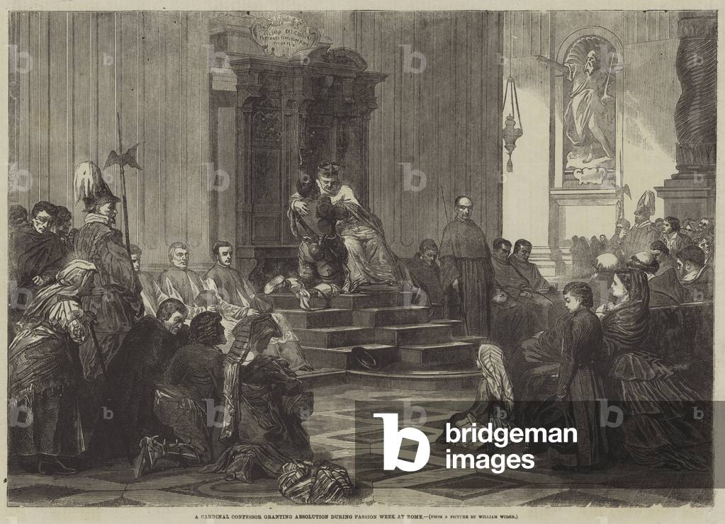 A Cardinal Confessor granting Absolution during Passion Week at Rome (engraving)