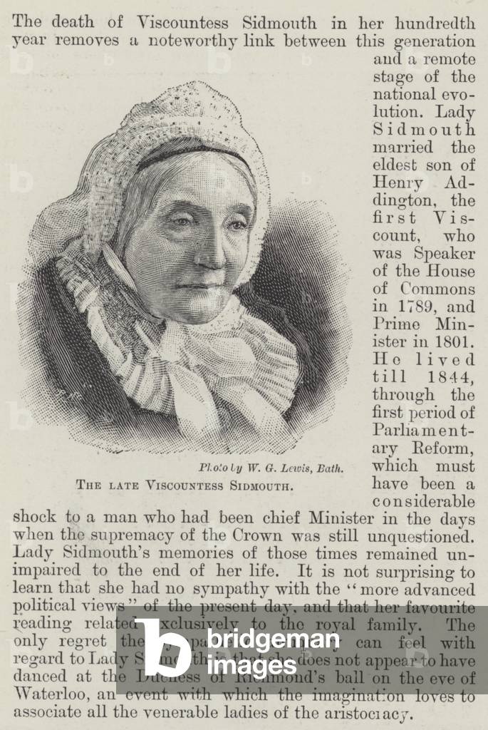 The late Viscountess Sidmouth (engraving)