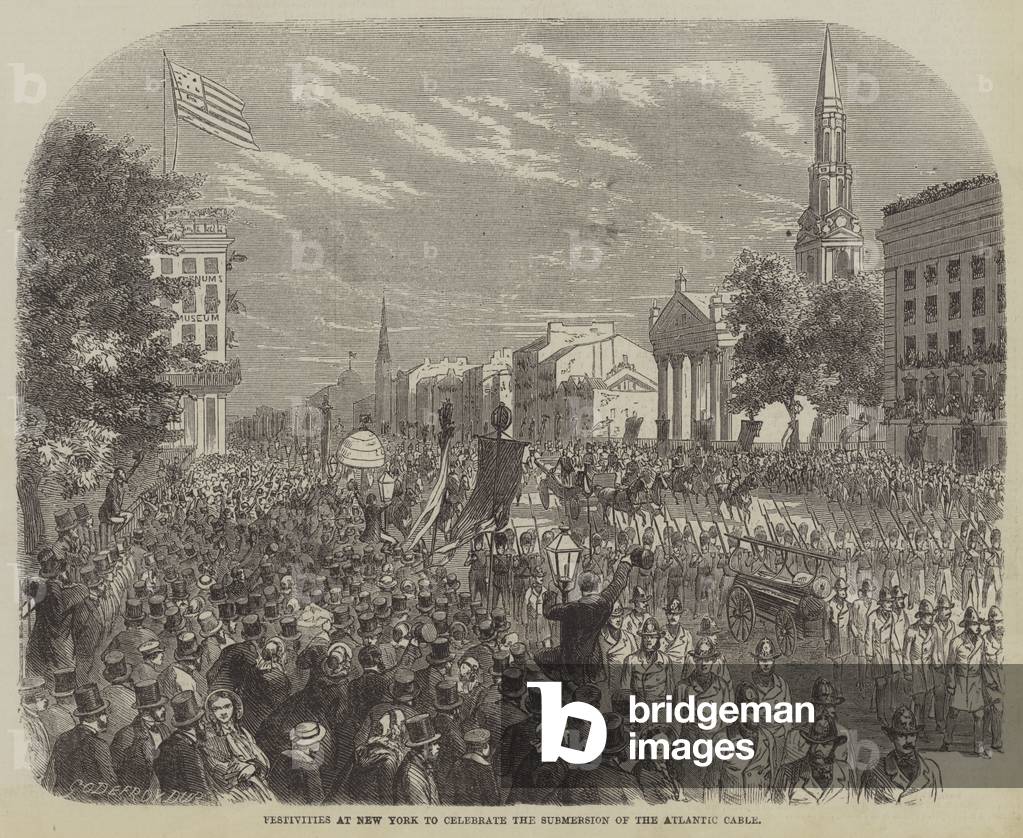 Festivities at New York to celebrate the Submersion of the Atlantic Cable (engraving)