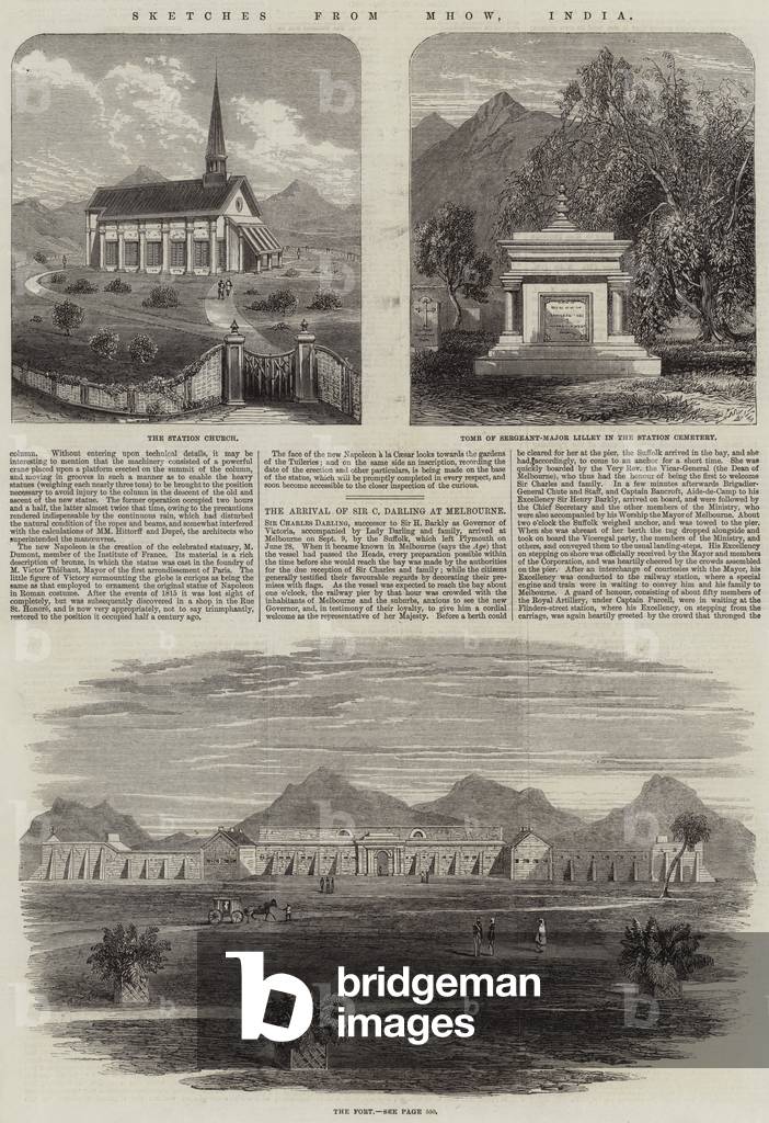 Sketches from Mhow, India (engraving)