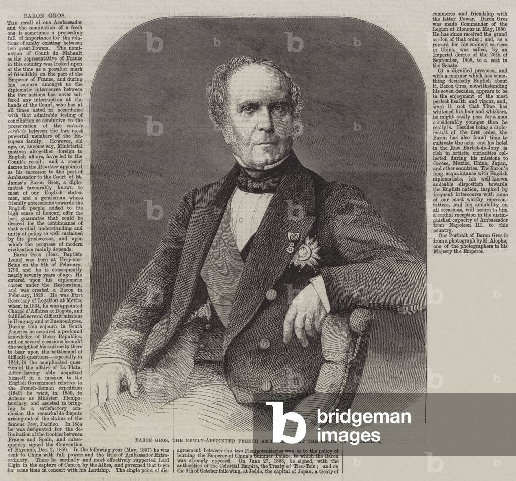 Baron Gros, the Newly-Appointed French Ambassador at the Court of St James's (engraving)