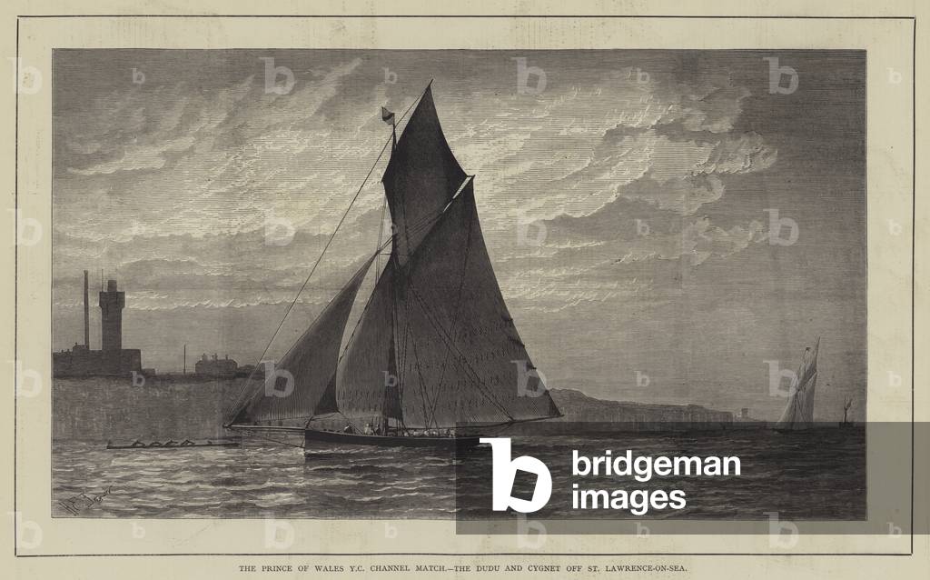 The Prince of Wales Yacht Club Channel Match, the Dudu and Cygnet off St Lawrence-on-Sea (engraving)