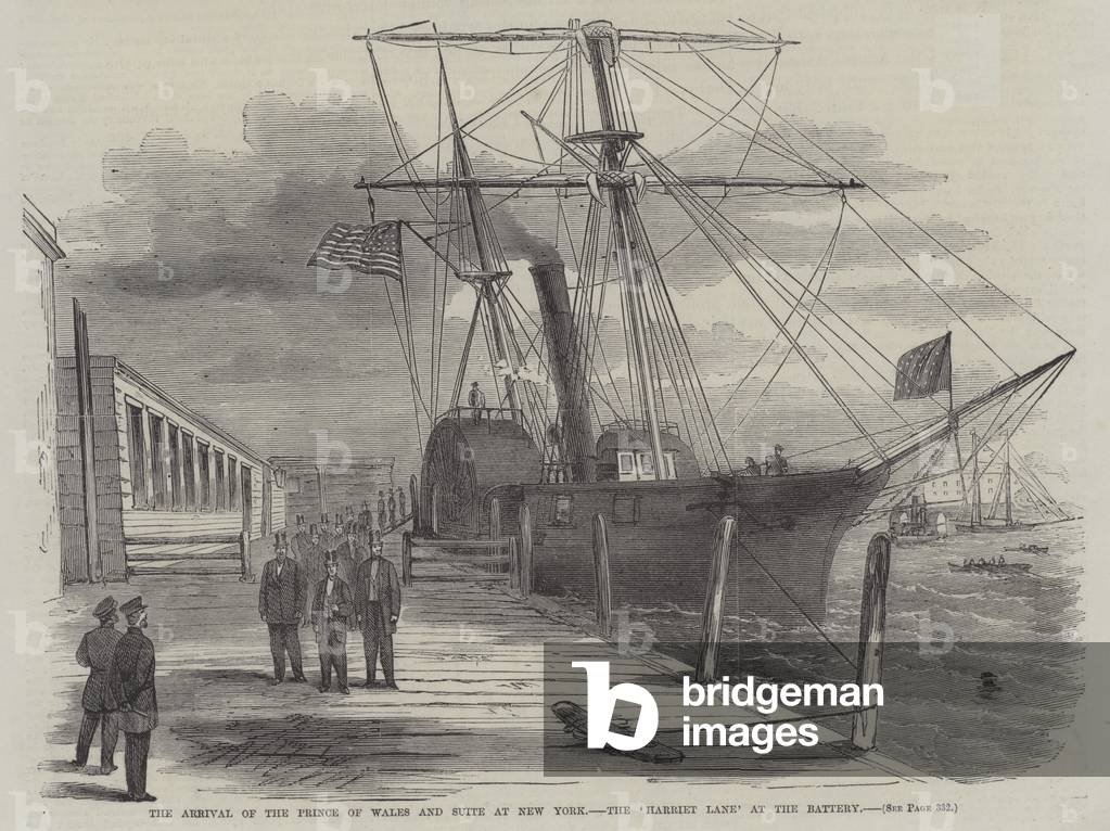 The Arrival of the Prince of Wales and Suite at New York, the 'Harriet Lane' at the Battery (engraving)