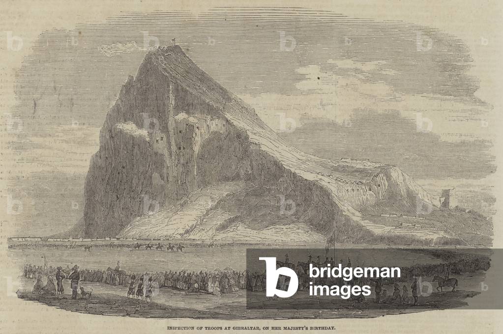 Inspection of Troops at Gibraltar, on Her Majesty's Birthday (engraving)