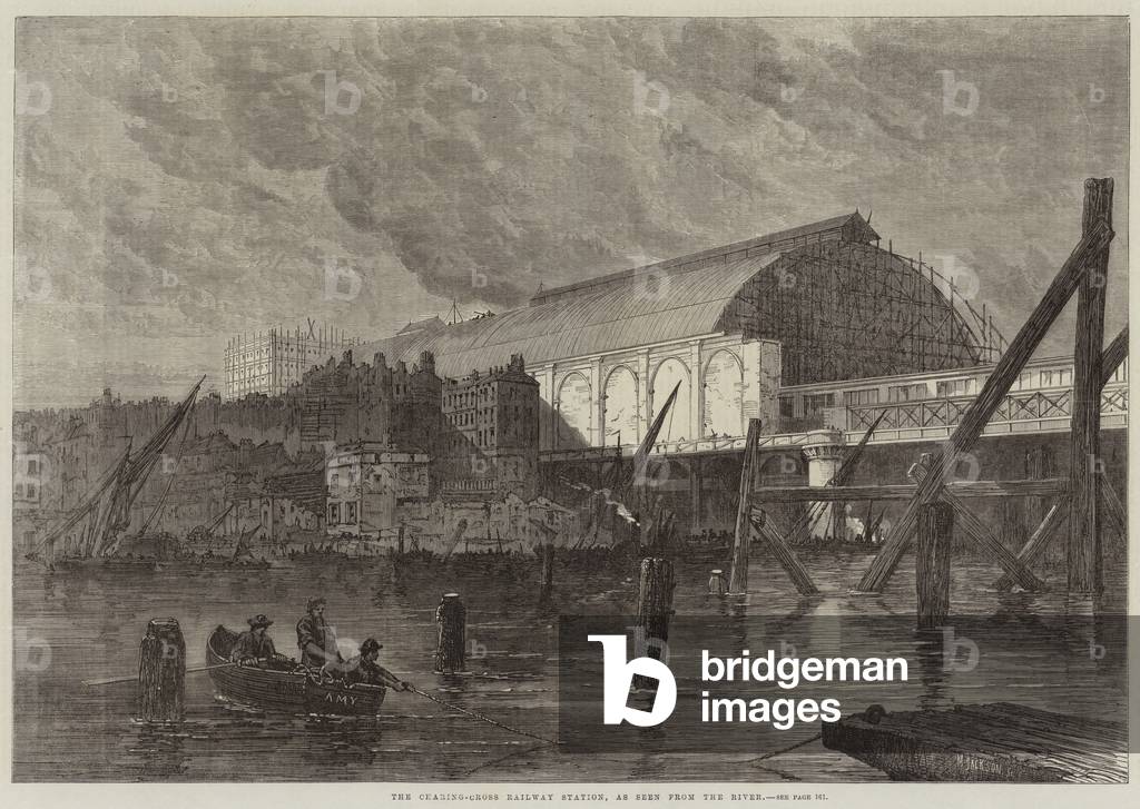 The Charing-Cross Railway Station, as seen from the River (engraving)