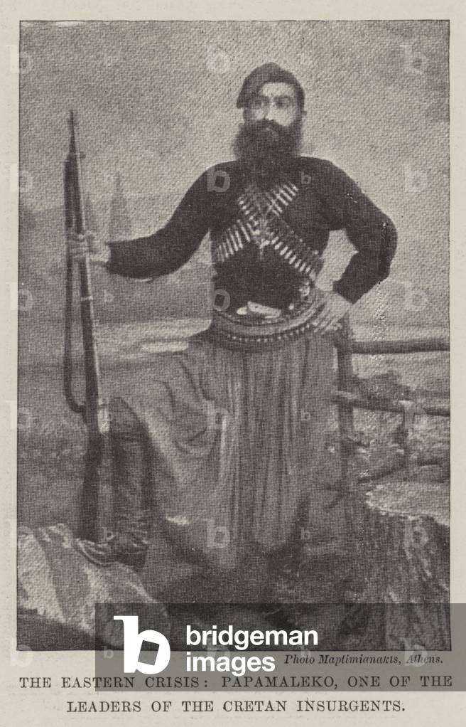 The Eastern Crisis, Papamaleko, One of the Leaders of the Cretan Insurgents (engraving)