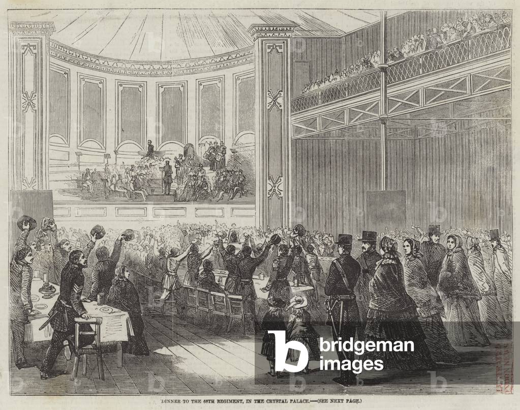 Dinner to the 68th Regiment, in the Crystal Palace (engraving)