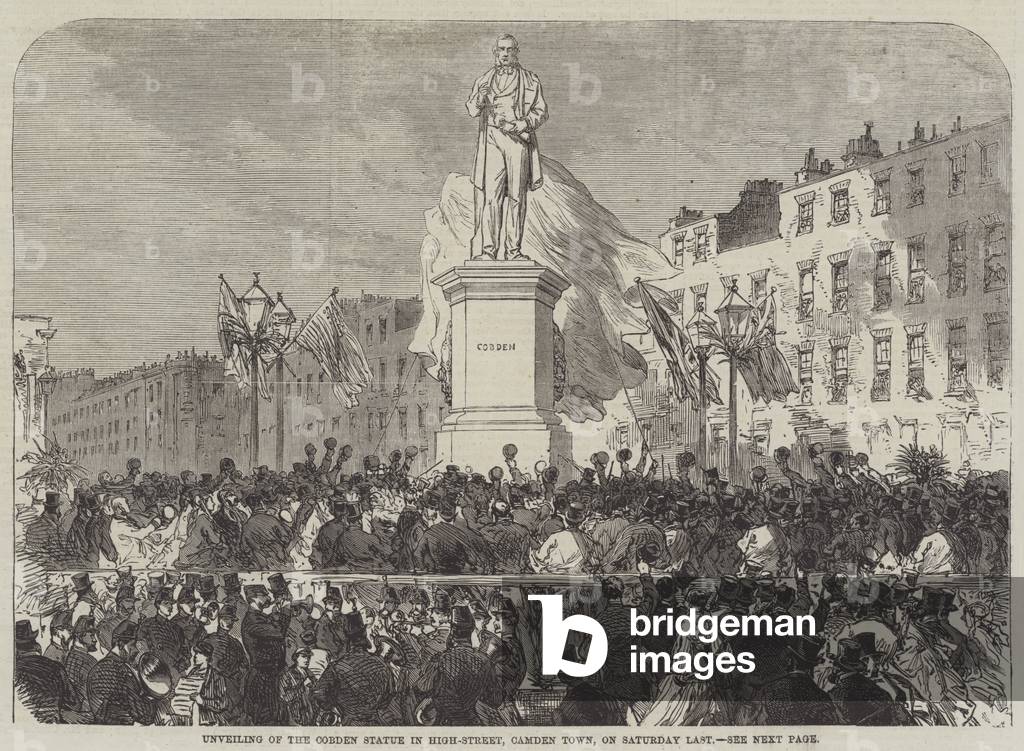 Unveiling of the Cobden Statue in High-Street, Camden Town, on Saturday Last (engraving)