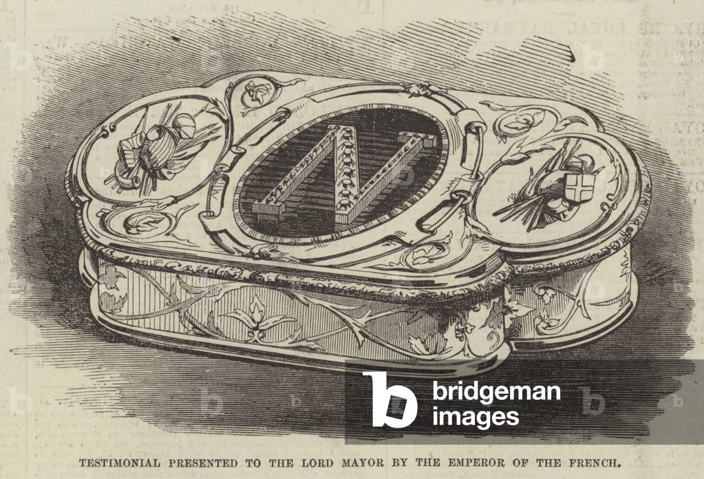 Testimonial presented to the Lord Mayor by the Emperor of the French (engraving)