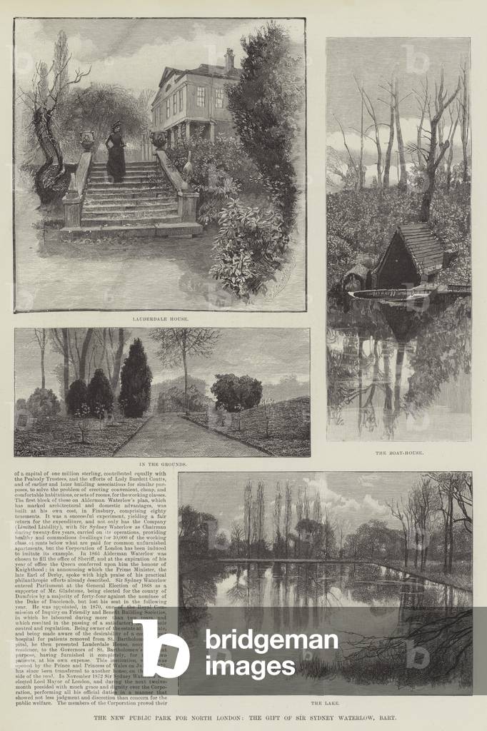The New Public Park for North London, the Gift of Sir Sydney Waterlow, Baronet (engraving)