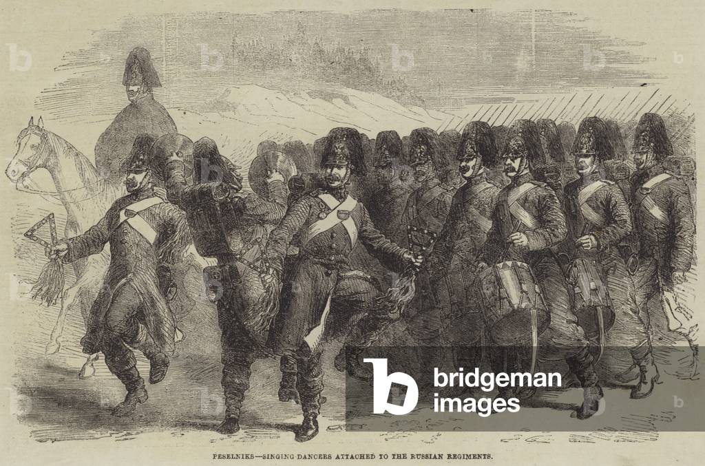Peselniks, Singing Dancers attached to the Russian Regiments (engraving)
