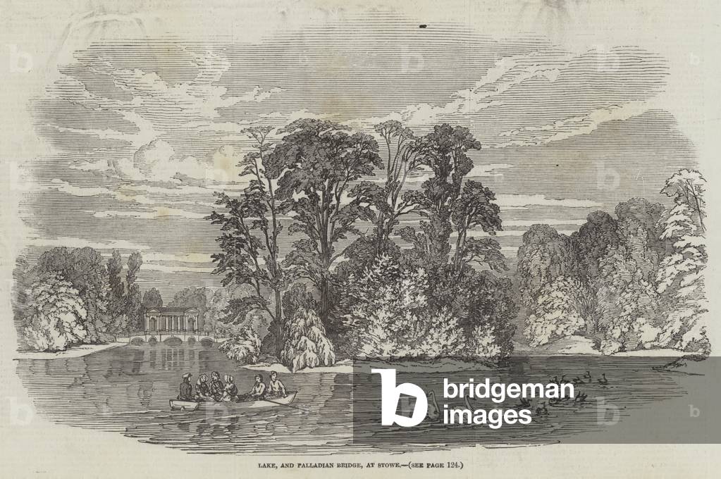 Lake, and Palladian Bridge, at Stowe (engraving)