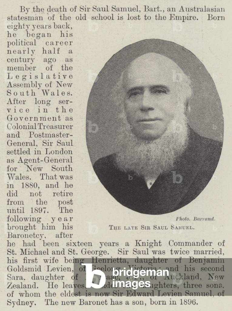 The late Sir Saul Samuel (b/w photo)